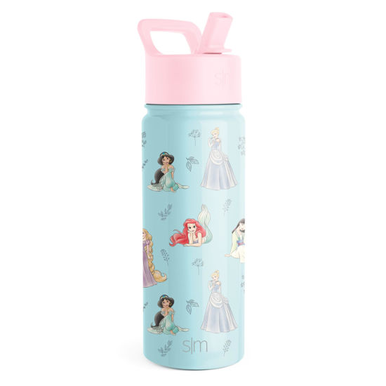 Picture of Simple Modern Disney Princess Kids Water Bottle with Straw Lid | Reusable Insulated Stainless Steel Cup for Girls, School | Summit Collection | 18oz, Princesses Royal Beauty