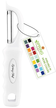Picture of Spring Chef Premium Swivel Vegetable Peeler, Comfrotable Handle and Ultra Sharp Stainless Steel Blades - Perfect Kitchen Peeler For Veggie, Fruit, Potato, Carrot, Apple - White