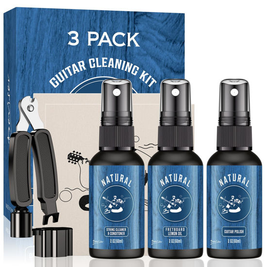 Picture of Deviser Guitar Cleaner Spray,All IN ONE Kit 2 OZ,fretboard Lemon oil,Polish,Guitar String-cleaner,Guitar string winder,Cleaning cloth for guitar cleaning and maintenance