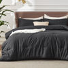 Picture of Bedsure Full Size Comforter Set - Black Full Comforter Set, Soft Bedding for All Seasons, Cationic Dyed Bedding Set, 3 Pieces, 1 Comforter (82"x86") and 2 Pillow Shams (20"x26"+2")
