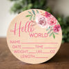 Picture of Hello World Sign for Newborn Baby Birth Stat Sign Floral Baby Sign for Hospital Baby Name Sign Pregnancy Announcement Photo Prop Crib & Nursery Decor Gift for New Mom Baby Shower Yippee Daisy