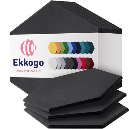 Picture of Ekkogo Acoustic Panels 12-Pack Soundproof Wall Panels 12"X10.4"X0.4" Sound Panels High Density Sound Dampening Panels - [Dark Gray Hexagon]