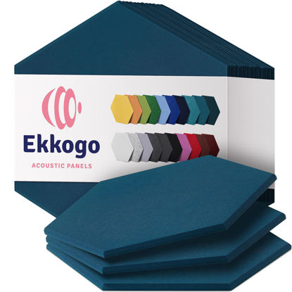 Picture of Ekkogo Acoustic Panels 12-Pack Soundproof Wall Panels 14"X12.1"X0.4" Sound Panels High Density Sound Dampening Panels - [Ocean Turquoise Hexagon]