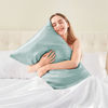 Picture of BEDELITE Satin Pillowcase for Hair and Skin, Super Soft and Cooling Similar to Silk Pillow Cases 2 Pack with Envelope Closure, Gift for Women Men(20"x30" Queen Size, Haze Blue)