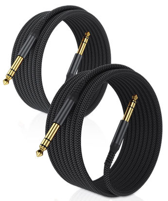 Picture of Elebase 1/4 Inch TRS Instrument Cable 20ft 2-Pack,Straight 6.35mm Male Jack Stereo Audio Interconnect Cord,6.35 mm Balanced Line for Electric Guitar,Bass,Keyboard,Mixer,Amplifier,Amp,Speaker,Equalizer