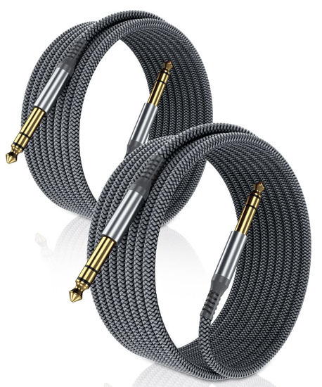 Picture of Elebase 1/4 Inch TRS Instrument Cable 30ft 2-Pack,Straight 6.35mm Male Jack Stereo Audio Interconnect Cord,6.35 mm Balanced Line for Electric Guitar,Bass,Keyboard,Mixer,Amplifier,Amp,Speaker,Equalizer