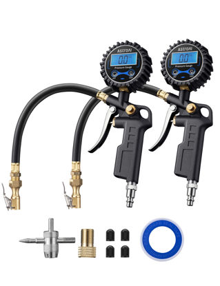 Picture of AstroAI Digital Tire Pressure Gauge with Inflator, 250 PSI Air Chuck & Compressor Accessories Heavy Duty with Quick Connect Coupler, 0.1 Display Resolution, Car Accessories, 2pack