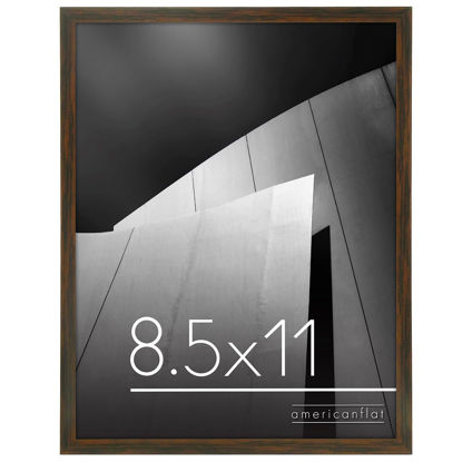 Picture of Americanflat 8.5x11 Picture Frame with Shatter-Resistant Glass - Streamline Collection - Thin Border Photo Frame for Wall and Tabletop Display - Hanging Hardware and Easel Back Included - Walnut