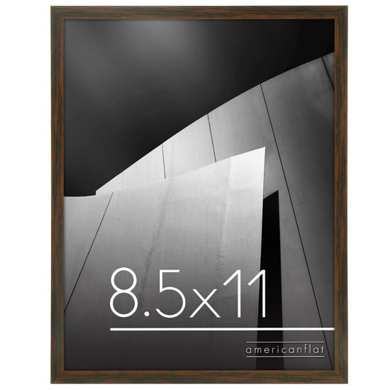 Picture of Americanflat 8.5x11 Picture Frame with Shatter-Resistant Glass - Streamline Collection - Thin Border Photo Frame for Wall and Tabletop Display - Hanging Hardware and Easel Back Included - Walnut
