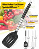Picture of Pack of 2 Silicone Solid Turner, Non Stick Slotted Kitchen Spatulas, High Heat Resistant BPA Free Cooking Utensils, Ideal Cookware for Fish, Eggs, Pancakes(Black-White)