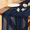 Picture of Socomi 6pcs Navy Blue Table Runner Spring Easter Cheesecloth Table Runner 120 inch Cheese Cloth Runner 10FT Boho Rustic Gauze Table Runner for Wedding Party Baby Shower Birthday Decor