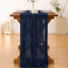 Picture of Socomi 6pcs Navy Blue Table Runner Spring Easter Cheesecloth Table Runner 120 inch Cheese Cloth Runner 10FT Boho Rustic Gauze Table Runner for Wedding Party Baby Shower Birthday Decor