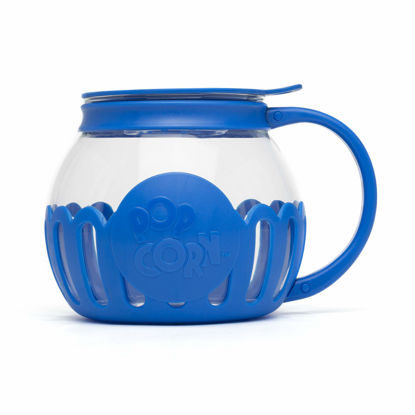 Picture of Ecolution Patented Micro-Pop Microwave Popcorn Popper with Temperature Safe Glass, 3-in-1 Lid Measures Kernels and Melts Butter, Made Without BPA, Dishwasher Safe, 1.5-Quart, Blue