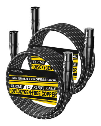 Picture of VANDESAIL Microphone Cable XLR Cables 15 Feet 2 Pack XLR Male to Female Balanced Microphone Cord 3 pin, XLR Cable, 15ft Mic Cord, Black & White Braided Cable for Recording Mixer Amplifie Speaker