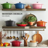 Picture of Overmont Enameled Cast Iron Dutch Oven - 7QT Pot with Lid Cookbook & Cotton Potholders - Heavy-Duty Cookware for Braising, Stews, Roasting, Bread Baking orange