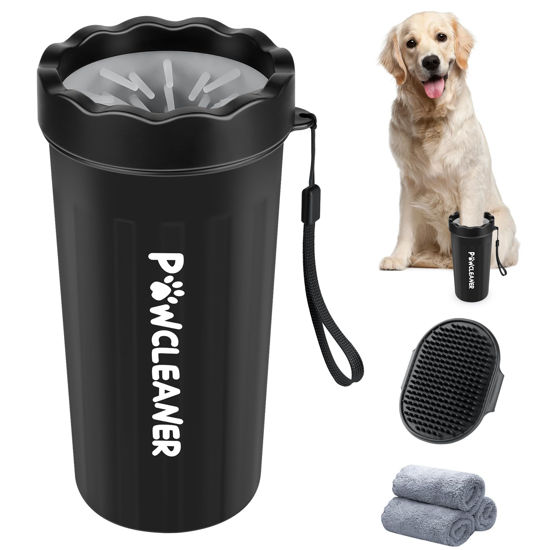Picture of Dog Paw Cleaner, Washer, Buddy Muddy Pet Foot Cleaner for Small Medium Large Breed Dogs/Cats (with 3 absorbent towel) (Black, Large)