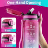 Picture of QLUR Water Bottle with Straw, 27oz Motivational Water Bottles with Time Marker to Drink, Tritan BPA Free, 800ml Sports Water Bottle with Carry Strap LeakProof for School Fitness Outdoor (1Pack)