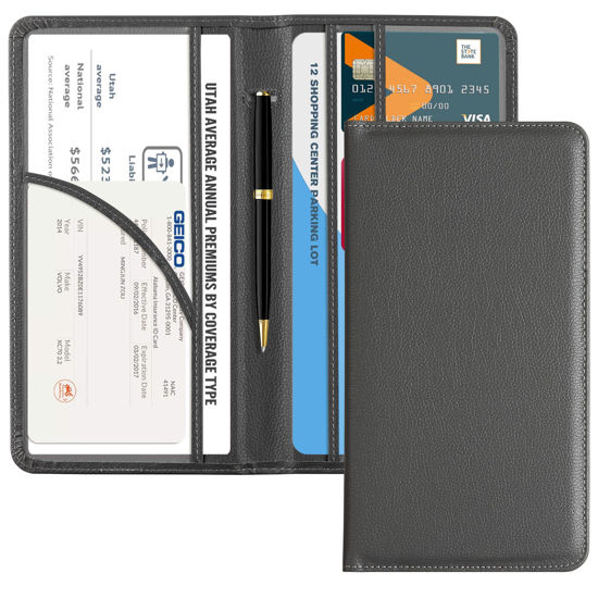 Picture of CoBak Car Registration and Insurance Holder - Vehicle Glove Box Car Organizer,Auto Truck Comparment Accessories Case with Magnetic Closure for Essential Document,Driver License,Cards