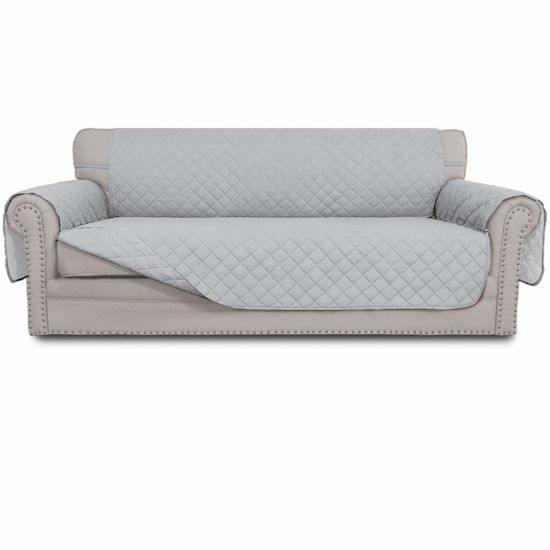 Picture of Easy-Going Reversible Oversized Couch Cover for 3 Cushion Couch Sofa Cover for Dogs Water Resistant Furniture Protector Cover with Foam Sticks for Pet (Oversized Sofa, Light Gray/Light Gray)