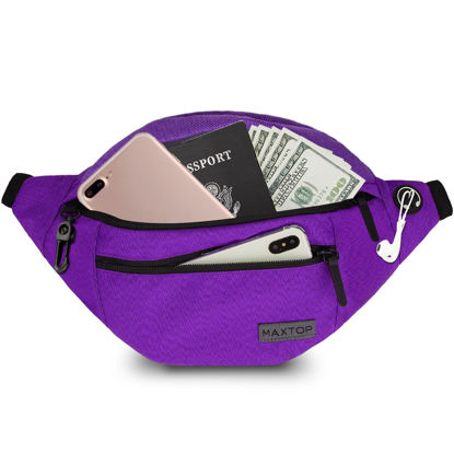 Picture of MAXTOP Large Crossbody Fanny Pack with 4-Zipper Pockets,Gifts for Enjoy Sports Festival Workout Traveling Running Casual Hands-Free Wallets Waist Pack Phone Bag Carrying All Phones