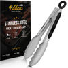 Picture of Eddeas Small Tongs For Cooking, Mini 7 inch Kitchen Tongs -Heat Resistant 600 Degrees Stainless Steel and Non-Slip handle - Perfect for Cooking, Salad, Pasta, Steaks, Vegetables,Dishwasher safe
