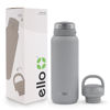 Picture of Ello Cooper 32oz Stainless Steel Water Bottle with 2 Lids Chug and Straw | Leak Proof | Double Walled and Vacuum Insulated | Built in Carry Loop | Dishwasher Safe | Gray