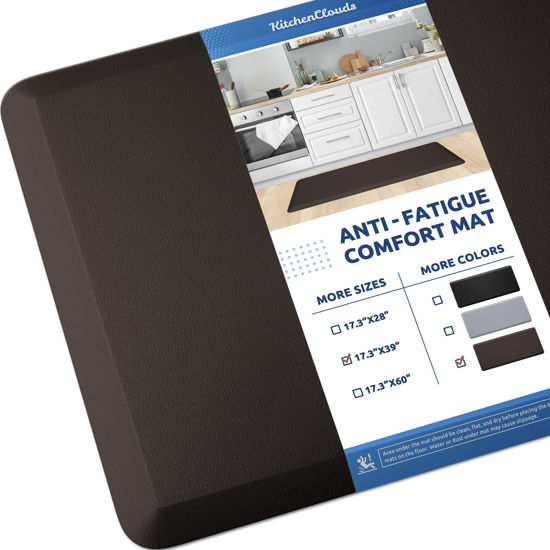 Picture of KitchenClouds Kitchen Mat Cushioned Anti Fatigue Kitchen Rug 17.3"x39" Waterproof Non Slip Kitchen Rugs and Mats Standing Desk Mat Comfort Floor Mats for Kitchen House Sink Office (Chocolate)