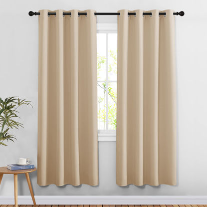 Picture of NICETOWN Doorway Curtains & Drapes 78 inches Long - Grommet Window Treatment Thermal Insulated Privacy Blackout Curtains & Drapes for Bedroom (Biscotti Beige, Set of 2, W52 x L78)