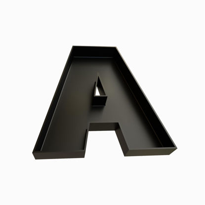 Picture of 10" Hard Plastic Reusable Charcuterie Letters Fillable, Alphabet Numbers Charcuterie Food serving Trays For Birthday, Party Decoration (Black - A)