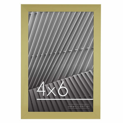 Picture of Americanflat 4x6 Picture Frame in Gold - Thin Border Photo Frame with Shatter-Resistant Glass, Hanging Hardware, and Built-in Easel for Horizontal or Vertical Display for Wall or Tabletop