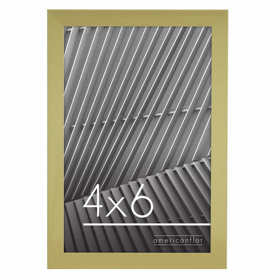 Picture of Americanflat 4x6 Picture Frame in Gold - Thin Border Photo Frame with Shatter-Resistant Glass, Hanging Hardware, and Built-in Easel for Horizontal or Vertical Display for Wall or Tabletop