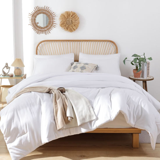 Picture of ROSGONIA California King Comforter Set White, 3pcs (1 Boho Cal King Comforter & 2 Pillowcases), All Season Hotel Bedding Bedspread Blanket Quilt