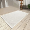 Picture of AMOAMI Upgraded Waffle Bath Mat, Super Absorbent Non Slip Bath Mats for Bathroom Floor, Machine Washable Bathroom Rugs with Tassels, Rubber Backed Bathroom Mats, Ultra Soft, 17" x 24", White