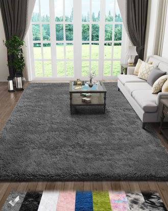 Picture of Ophanie Rugs for Living Room Grey, Fluffy Shag Large Fuzzy Plush Soft Area Rug, 5x8 Gray Shaggy Carpets for Bedroom, Kids Boys Girls Dorm Nursery Home Decor Aesthetic