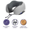 Picture of napfun Neck Pillow for Traveling, Upgraded Travel Neck Pillow for Airplane 100% Pure Memory Foam Travel Pillow for Flight Headrest Sleep, Portable Plane Accessories, Striped Light Grey