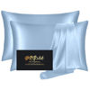 Picture of Silk Pillowcase 2 Pack, Natural Mulberry Silk Pillow Case,Anti Acne Silk Pillowcase for Hair and Skin, King Size Silk Satin Pillowcase Set of 2 with Hidden Zipper, Gifts for Women Men, Haze Blue
