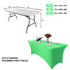 Picture of Hussome 4FT Table Cloth for Rectangular Tablecloth Bluish Gray Stretch Fitted Table Cover Spandex Tablecloths Table Protector for Event, Cocktail, Wedding, Banquet or Parties