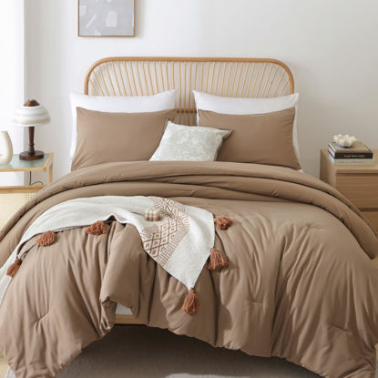 Picture of ROSGONIA King Size Comforter Set Dark Khaki, 3pcs King Comforter Set(1 Khaki Comforter & 2 Pillowcases) All Season Lightweight Bedspread Blanket Quilt
