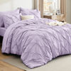 Picture of Bedsure California King Comforter Set Light Purple - Bed in a Bag California King Size 7 Pieces, Pintuck Bed Set Gift for Family, Pinch Pleat Light Purple Comforter with Sheets, Pillowcases & Shams