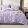 Picture of Bedsure California King Comforter Set Light Purple - Bed in a Bag California King Size 7 Pieces, Pintuck Bed Set Gift for Family, Pinch Pleat Light Purple Comforter with Sheets, Pillowcases & Shams