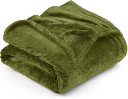 Picture of Utopia Bedding Fleece Blanket Queen Size Olive 300GSM Luxury Fuzzy Soft Anti-Static Microfiber Bed Blanket (90x90 Inches)