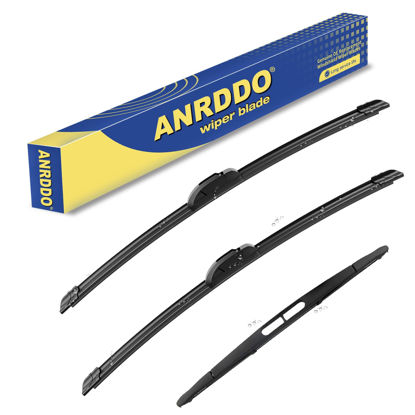 Picture of 3 Wipers Factory Replacement For Fiat 500 2011 2012 2013 2014 2015 2016 2017 2018 2019 Original Equipment Replacement Windshield Wiper Blades Set 24"+14"+12" (Set of 3)