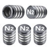 Picture of Tire Valve Stem Caps Cover - (5 Pack) Tire Air Cap N2 Nitrogen Metal with Plastic Liner Corrosion Resistant Leak-Proof for Car Truck Motorcycle Bike Grey