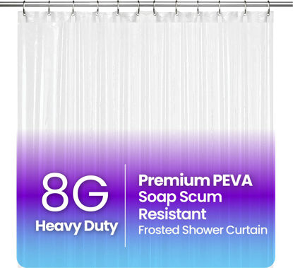 Picture of LiBa Bathroom Shower Curtain - Waterproof Plastic Shower Curtain Premium PEVA Non-Toxic with Rust Proof Grommets Frosted 8G Heavy Duty Bathroom Accessories 72x78