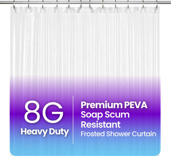 Picture of LiBa Bathroom Shower Curtain - Waterproof Plastic Shower Curtain Premium PEVA Non-Toxic with Rust Proof Grommets Frosted 8G Heavy Duty Bathroom Accessories 72x78