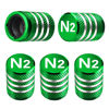 Picture of Tire Valve Stem Caps Cover - (5 Pack) Tire Air Cap N2 Nitrogen Metal with Plastic Liner Corrosion Resistant Leak-Proof for Car Truck Motorcycle Bike Green