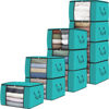 Picture of Fab totes 10 Pack Clothes Storage, Foldable Thick Fabric Blanket Storage Bags, Storage Containers for Organizing Bedroom, Closet, Clothing, Comforter, Organization and Storage with Handle,Green