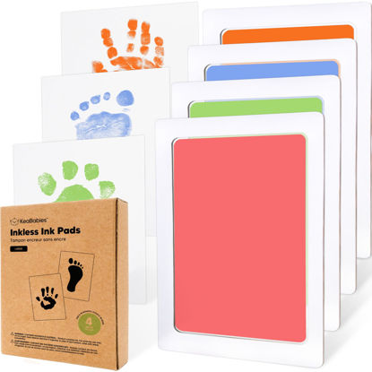 Picture of 4-Pack Inkless Hand and Footprint Kit - Ink Pad for Baby Hand and Footprints - Dog Paw Print Kit,Dog Nose Print Kit - Baby Footprint Kit, Clean Touch Baby Foot Printing Kit, Handprint Kit(Candy, L)