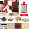 Picture of Cambom Rotary Cheese Grater Hand Crank Cheese Shredder for Fresh Cheese, Vegetable, Nuts,Non-slip Suction Base, Free Cleaning Brush Three Blades,Red White