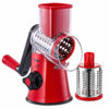 Picture of Geedel Rotary Cheese Grater, Kitchen Mandoline Vegetable Slicer with 2 Interchangeable Blades, Easy to Clean Rotary Grater Slicer for Fruit, Vegetables, Nuts